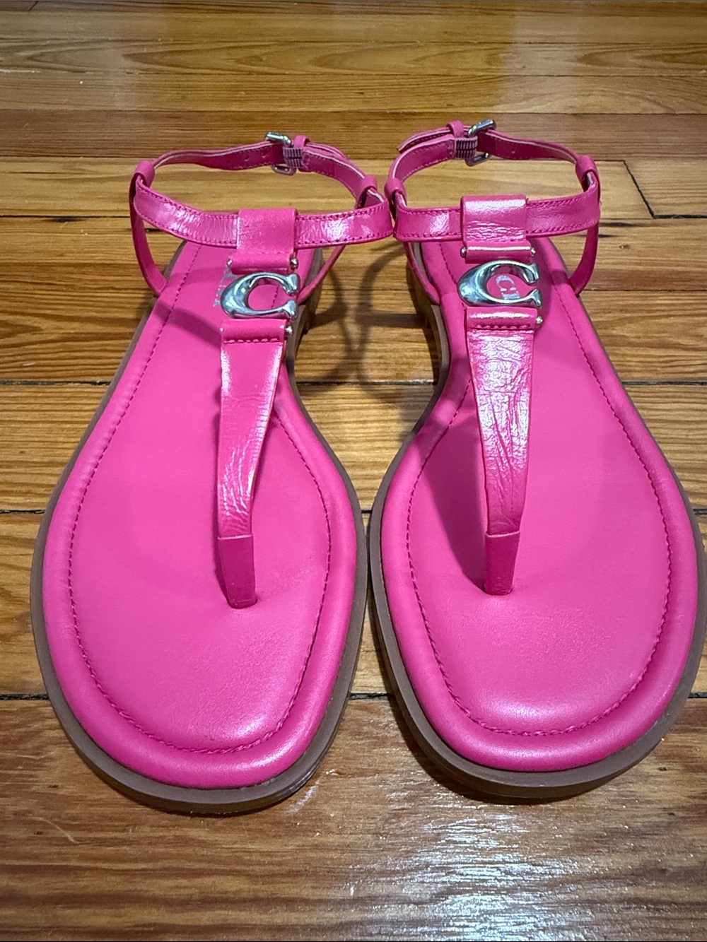 Coach Leather Jessica Dragonfruit Pink Sandals - Worn once!